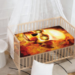 Burning Evil Skull Print Baby Crib Sheet