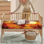 Burning Evil Skull Print Baby Crib Sheet