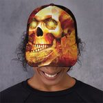 Burning Evil Skull Print Baseball Cap