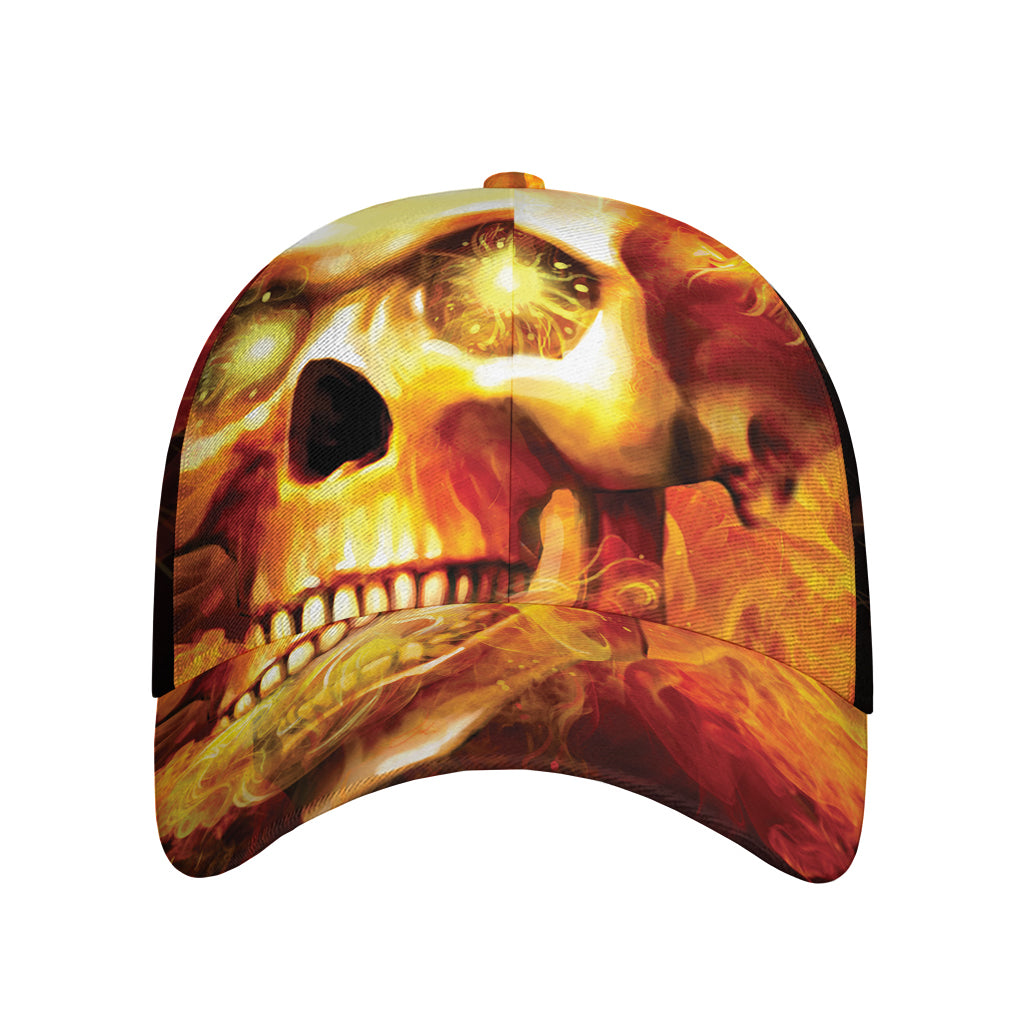 Burning Evil Skull Print Baseball Cap