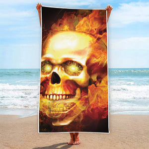 Burning Evil Skull Print Beach Towel