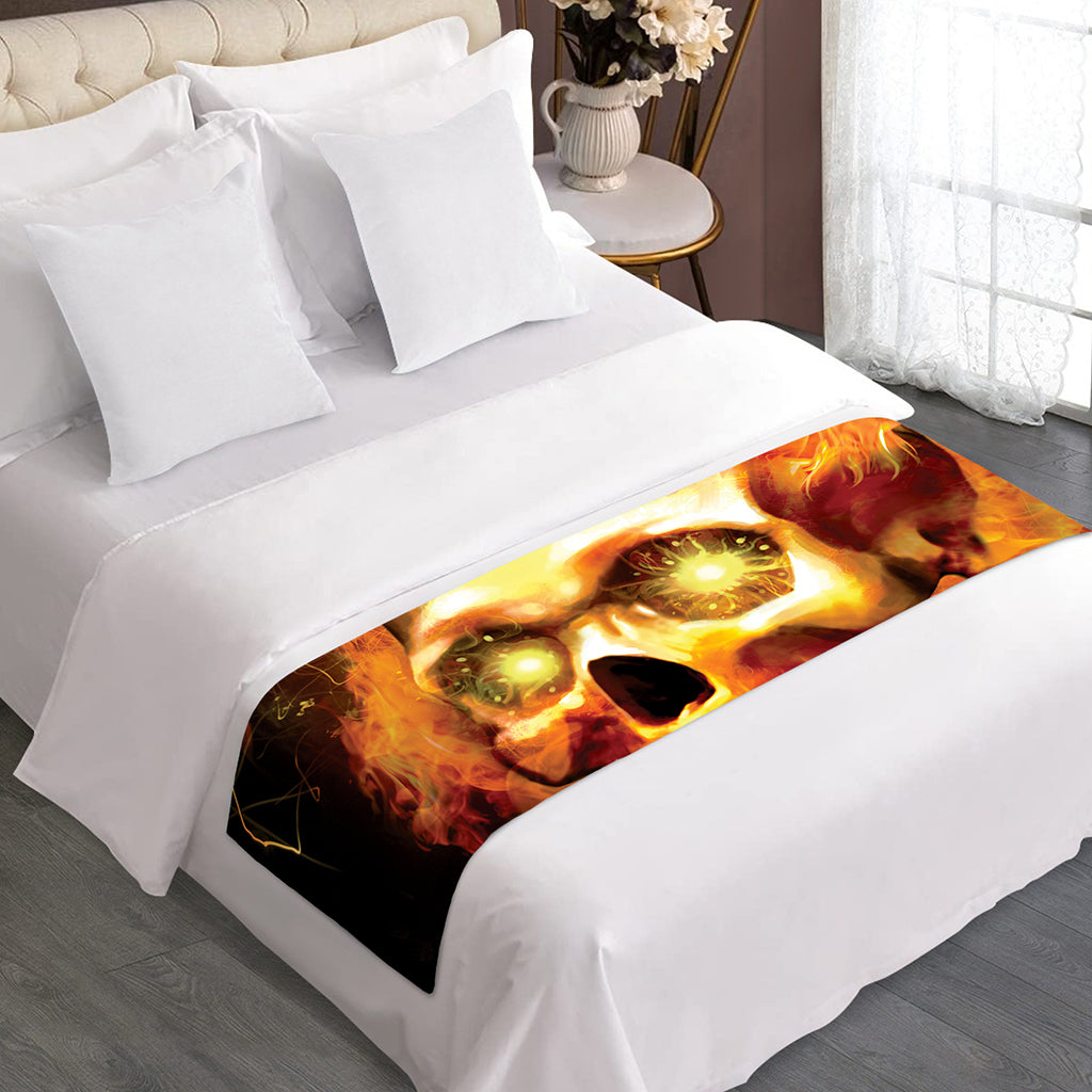 Burning Evil Skull Print Bed Runner