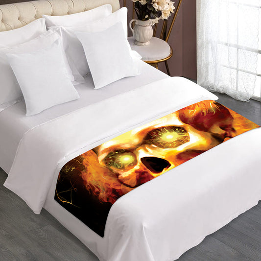 Burning Evil Skull Print Bed Runner