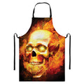 Burning Evil Skull Print Bib Apron With Pocket