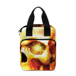 Burning Evil Skull Print Bible Tote Bag