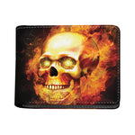 Burning Evil Skull Print Bifold Wallet