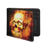 Burning Evil Skull Print Bifold Wallet