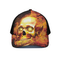 Burning Evil Skull Print Black Mesh Trucker Hat