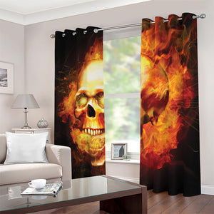 Burning Evil Skull Print Blackout Grommet Curtains