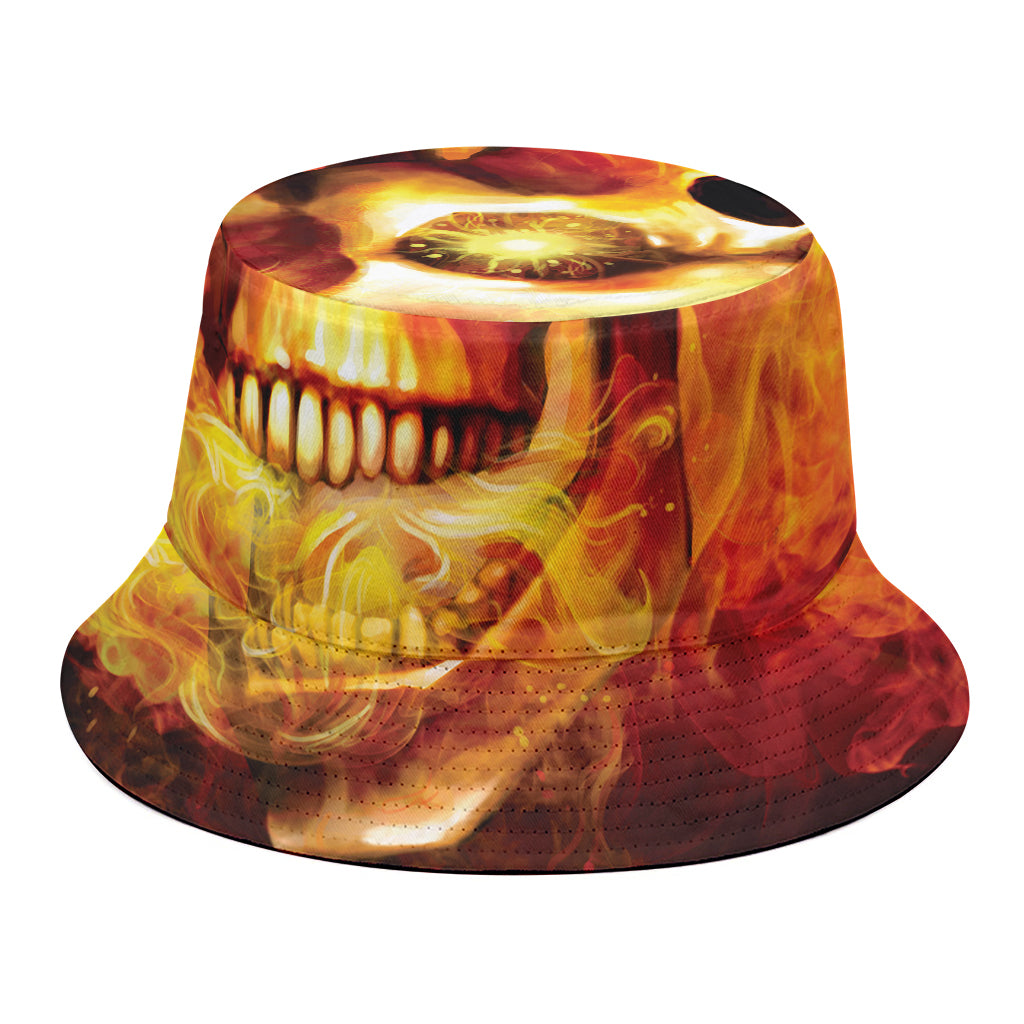 Burning Evil Skull Print Bucket Hat