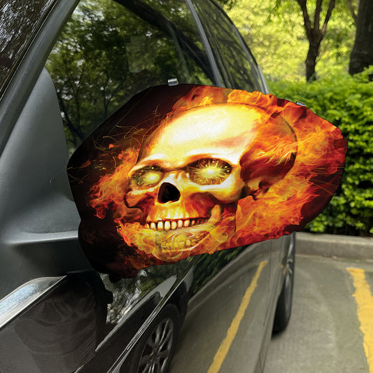 Burning Evil Skull Print Car Side Mirror Covers