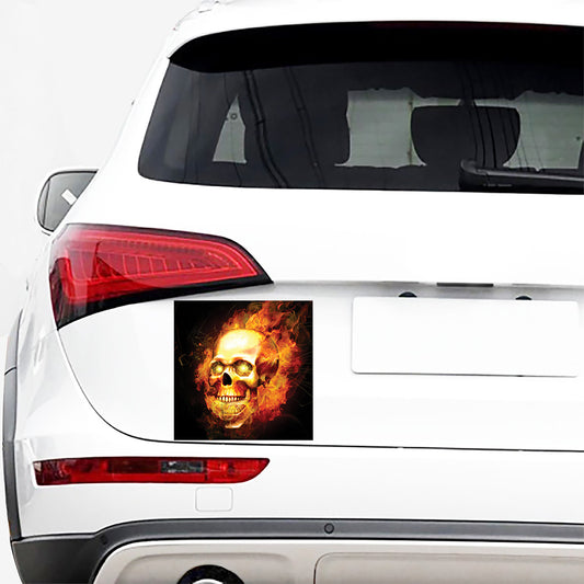 Burning Evil Skull Print Car Sticker