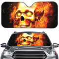 Burning Evil Skull Print Car Windshield Sun Shade