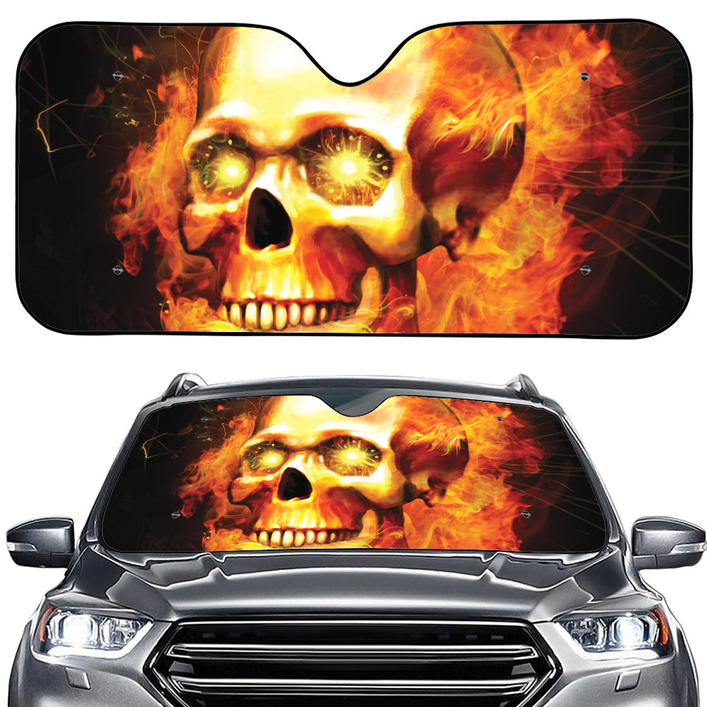 Burning Evil Skull Print Car Windshield Sun Shade