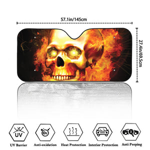 Burning Evil Skull Print Car Windshield Sun Shade