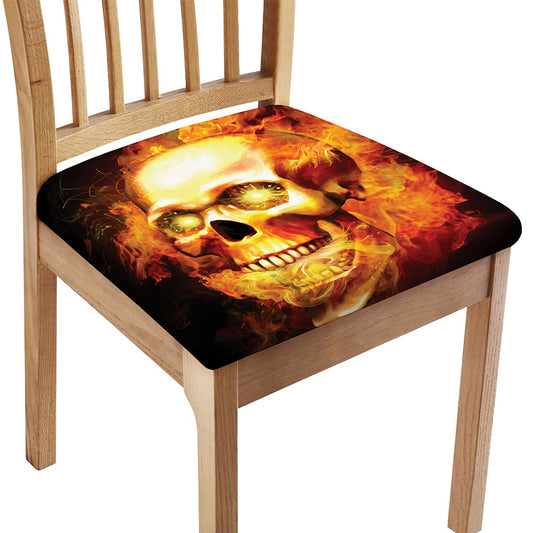Burning Evil Skull Print Chair Cushion Cover