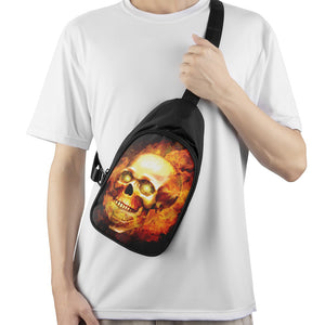 Burning Evil Skull Print Chest Bag