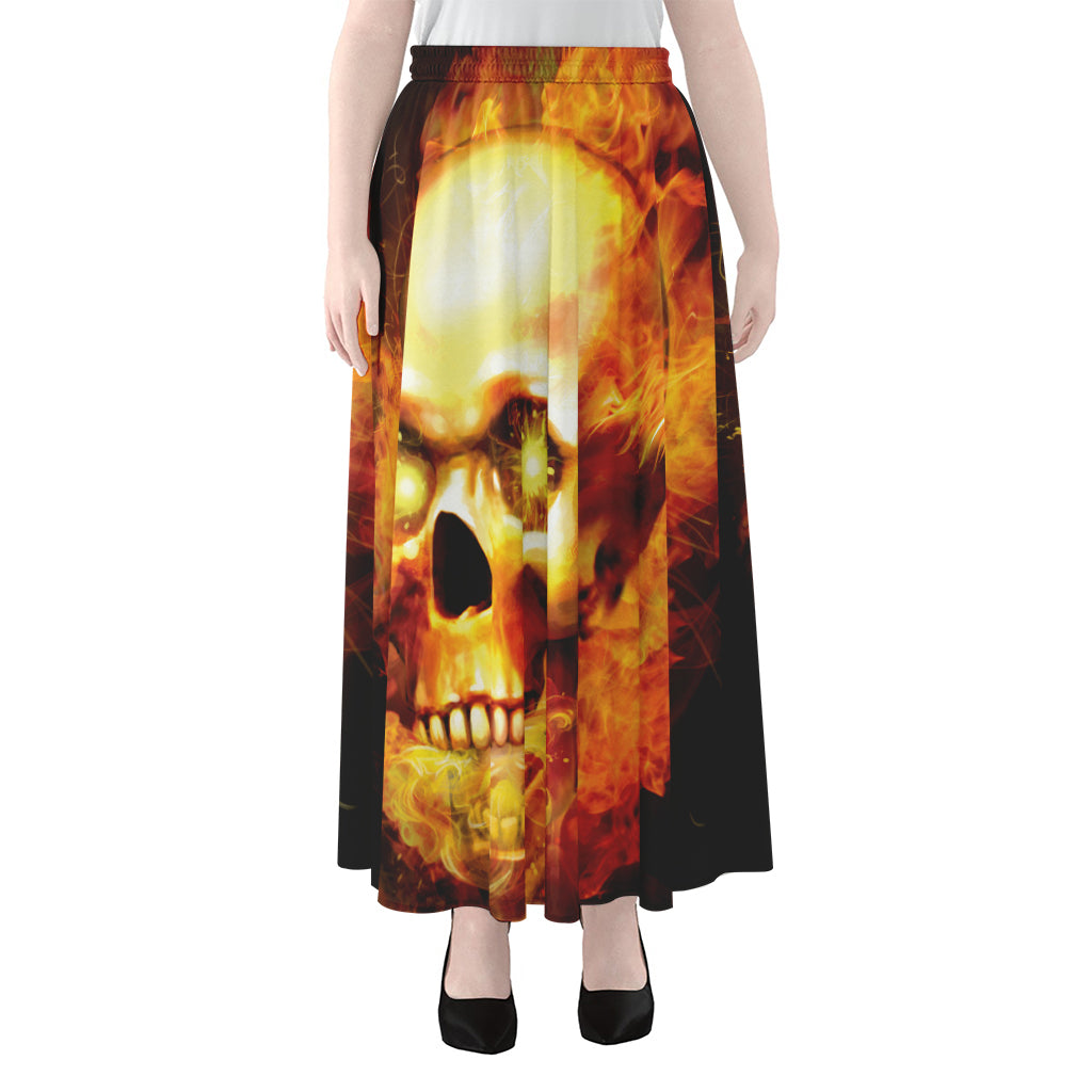 Burning Evil Skull Print Chiffon Maxi Skirt