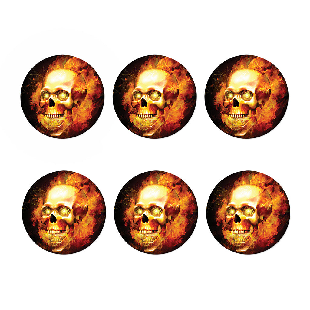 Burning Evil Skull Print Coaster Set