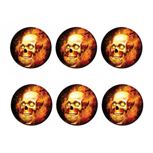 Burning Evil Skull Print Coaster Set