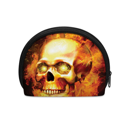 Burning Evil Skull Print Coin Purse