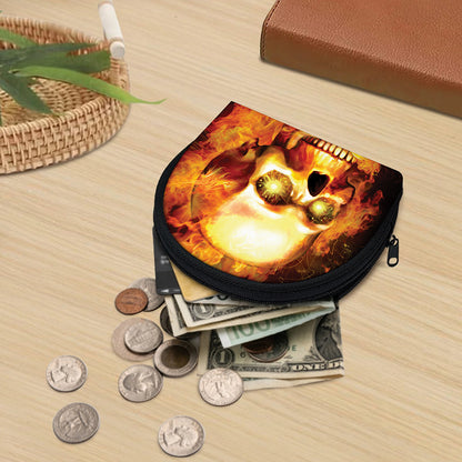 Burning Evil Skull Print Coin Purse