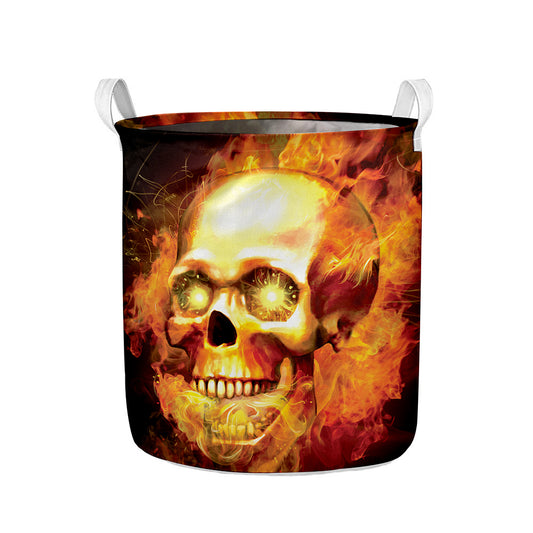 Burning Evil Skull Print Collapsible Laundry Basket
