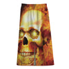 Burning Evil Skull Print Cotton Front Slit Maxi Skirt