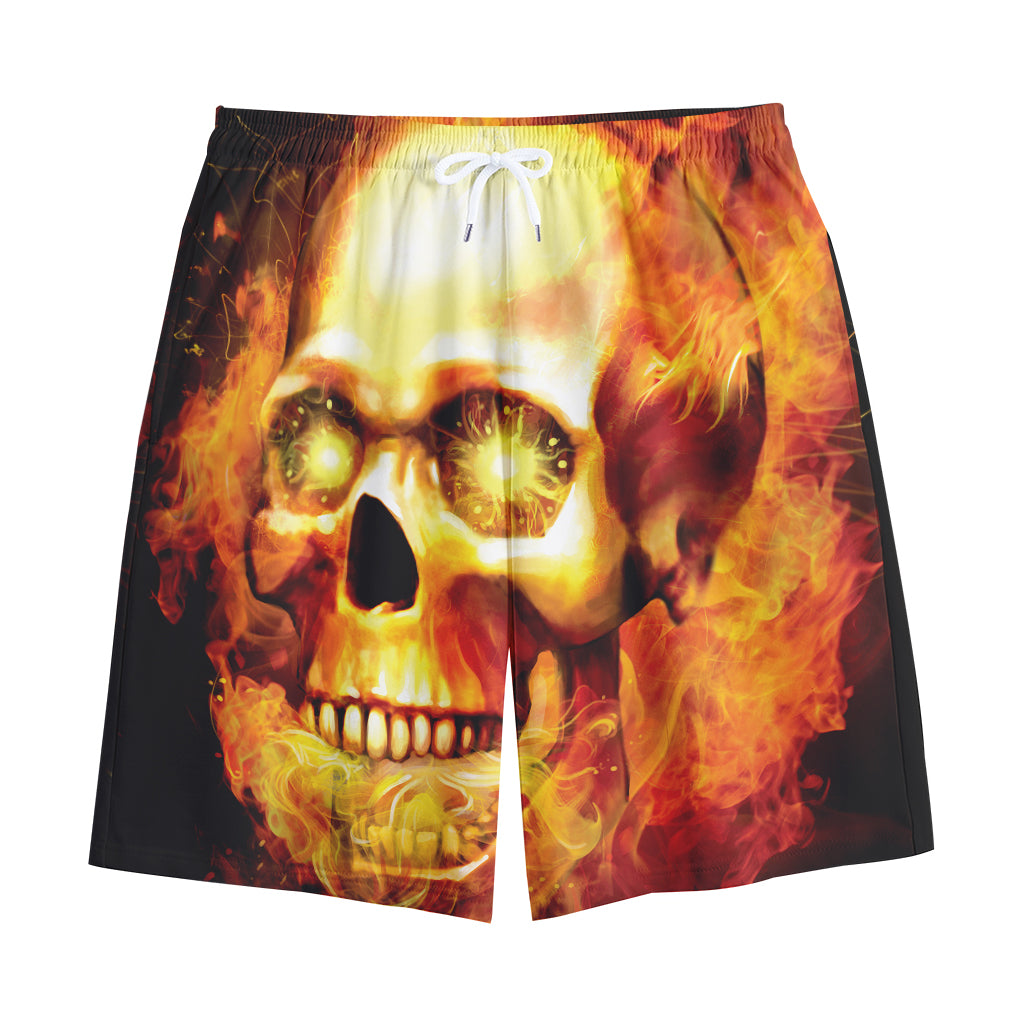 Burning Evil Skull Print Cotton Shorts