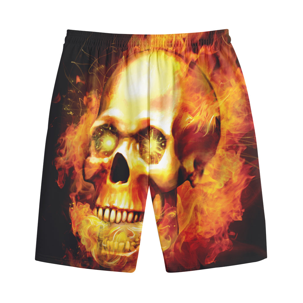 Burning Evil Skull Print Cotton Shorts