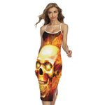 Burning Evil Skull Print Cross Back Cami Dress
