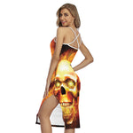 Burning Evil Skull Print Cross Back Cami Dress