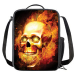 Burning Evil Skull Print Crossbody Lunch Bag