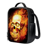Burning Evil Skull Print Crossbody Lunch Bag