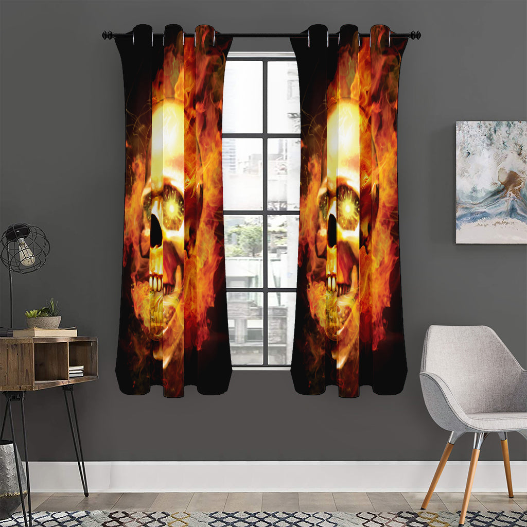 Burning Evil Skull Print Curtain