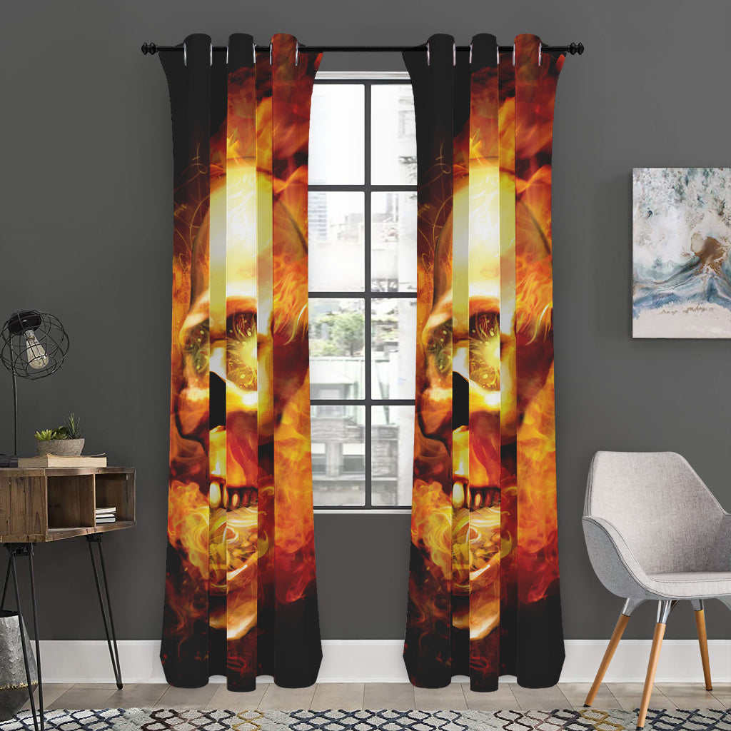 Burning Evil Skull Print Curtain