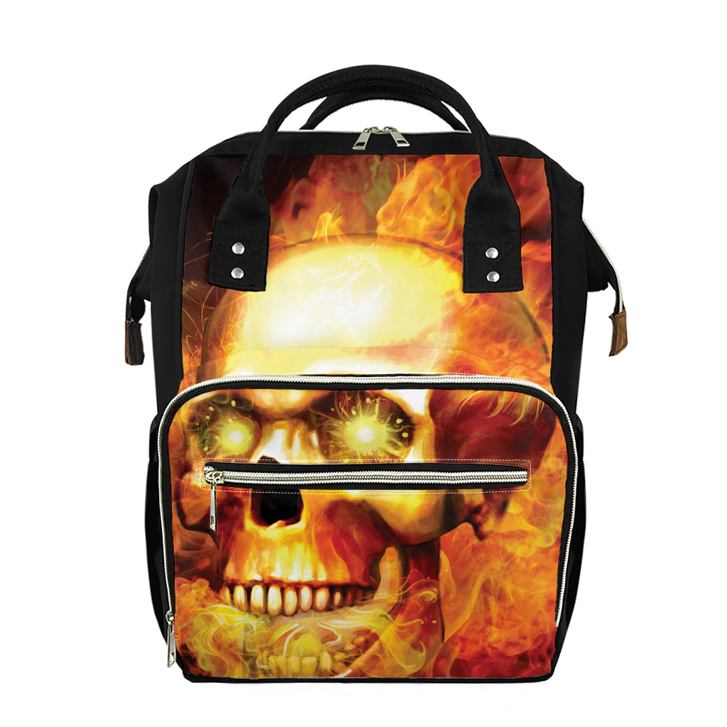 Burning Evil Skull Print Diaper Bag