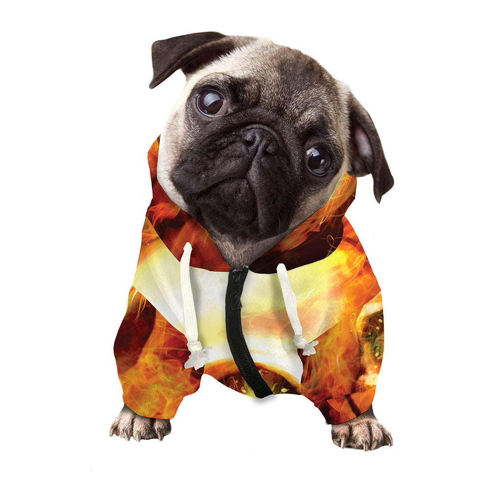 Burning Evil Skull Print Dog Zip Up Hoodie