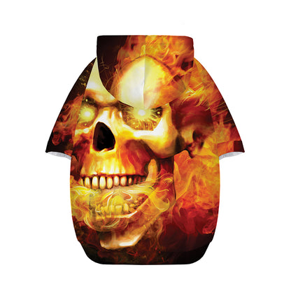 Burning Evil Skull Print Dog Zip Up Hoodie