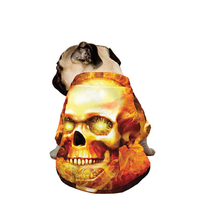 Burning Evil Skull Print Dog Zip Up Jacket