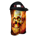 Burning Evil Skull Print Double Neoprene Wine Tote