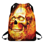 Burning Evil Skull Print Drawstring Backpack