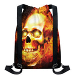 Burning Evil Skull Print Drawstring Backpack