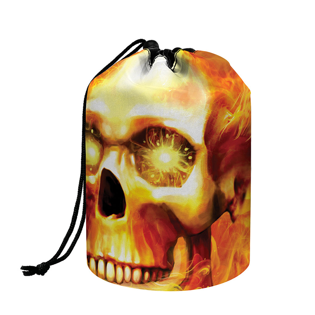 Burning Evil Skull Print Drawstring Makeup Bag