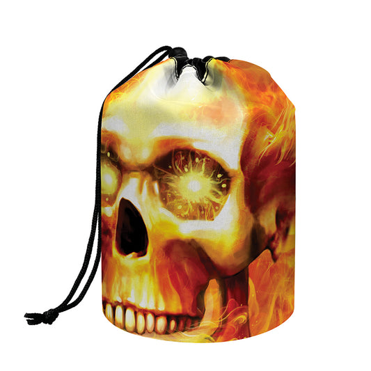 Burning Evil Skull Print Drawstring Makeup Bag