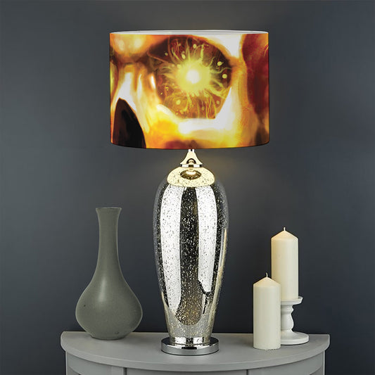 Burning Evil Skull Print Drum Lamp Shade