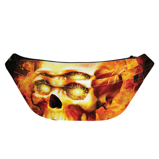 Burning Evil Skull Print Fanny Pack