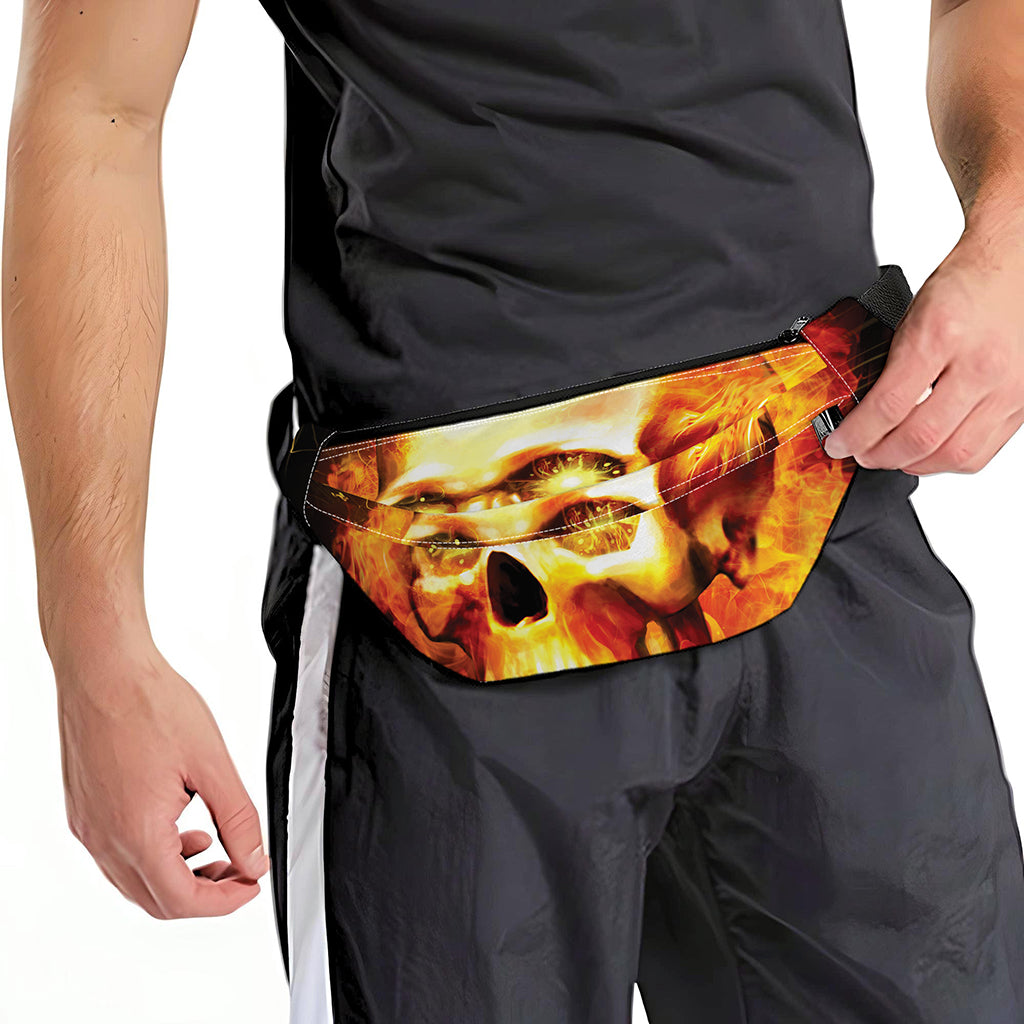 Burning Evil Skull Print Fanny Pack