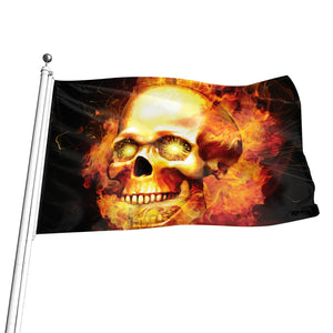 Burning Evil Skull Print Flag