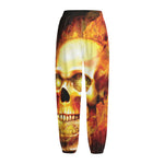 Burning Evil Skull Print Fleece Lined Knit Pants